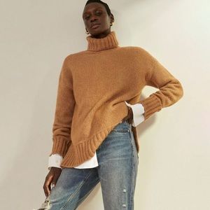 Everlane The Cloud Oversized Wool Alpaca Turtleneck Sweater Heathered Chai Small